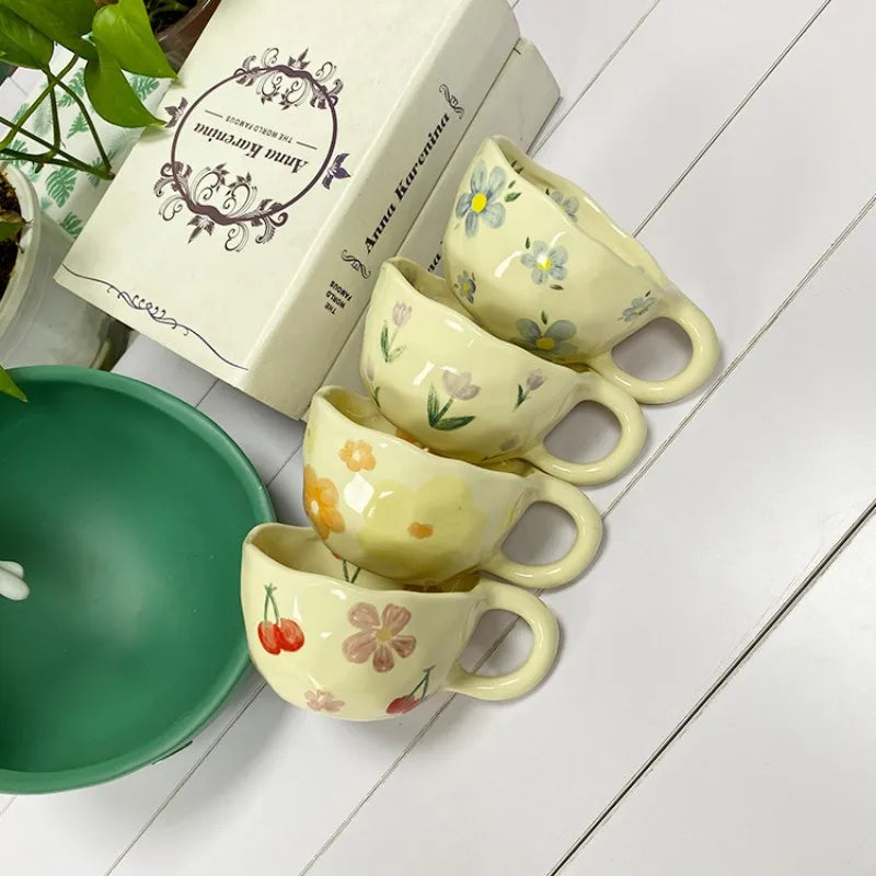 Hand Pinched Irregular Flower Ceramic Mug
