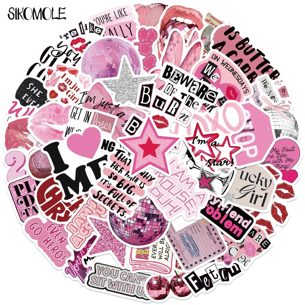 10/30/50pcs Pink Graffiti Stickers