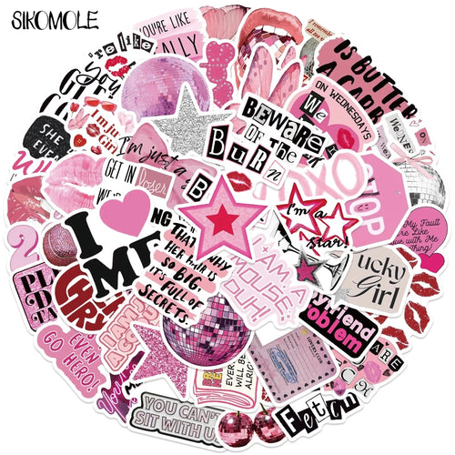 10/30/50pcs Pink Graffiti Stickers