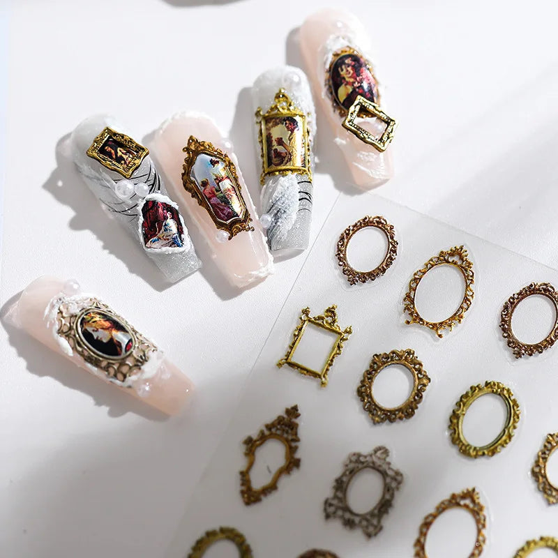 5D metallic gloss retro nail stickers