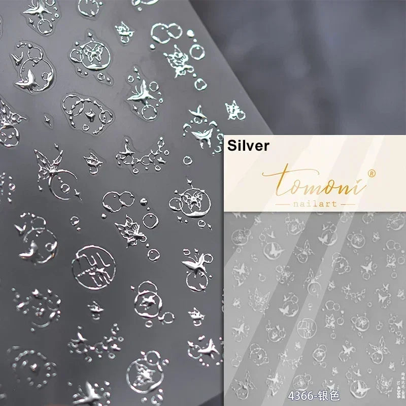 Jelly Butterfly Rhinestone Crystal 5D Nail Art Sticker