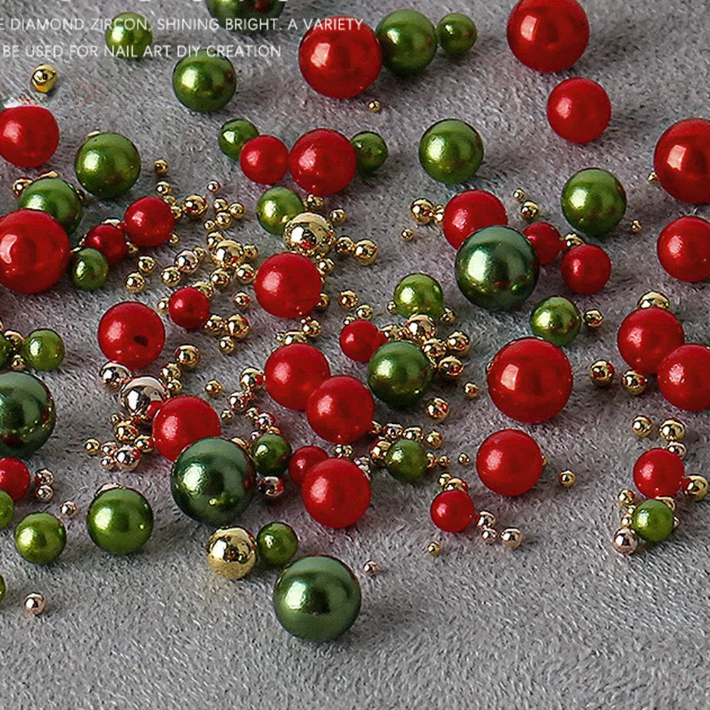 12 colors Mix Size Nail Pearls Rhinestones