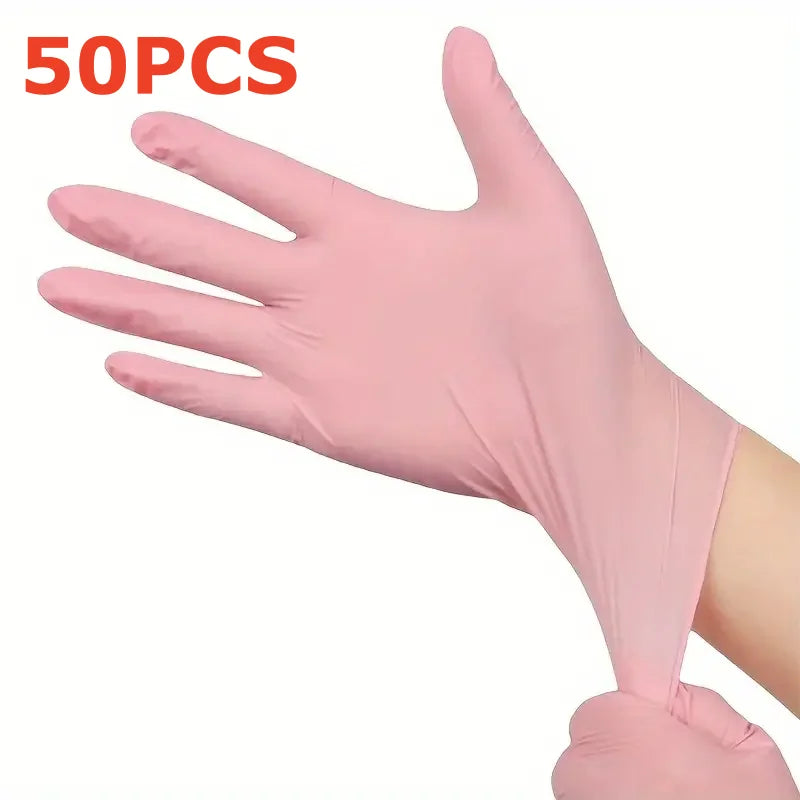 50/100PCS Pink Nitrile Disposable Gloves Latex Free