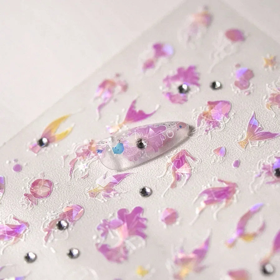 Goldfish Cavort Water 5D Nail Art Stickers Manicure Decal