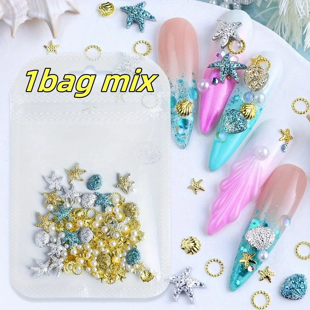 Ocean Starfish Shell Nail Charms