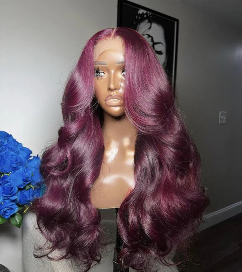 13X4 or 13x6 Synthetic Glueless Brown Lace Front Wig Chocolate Brown Body Wave