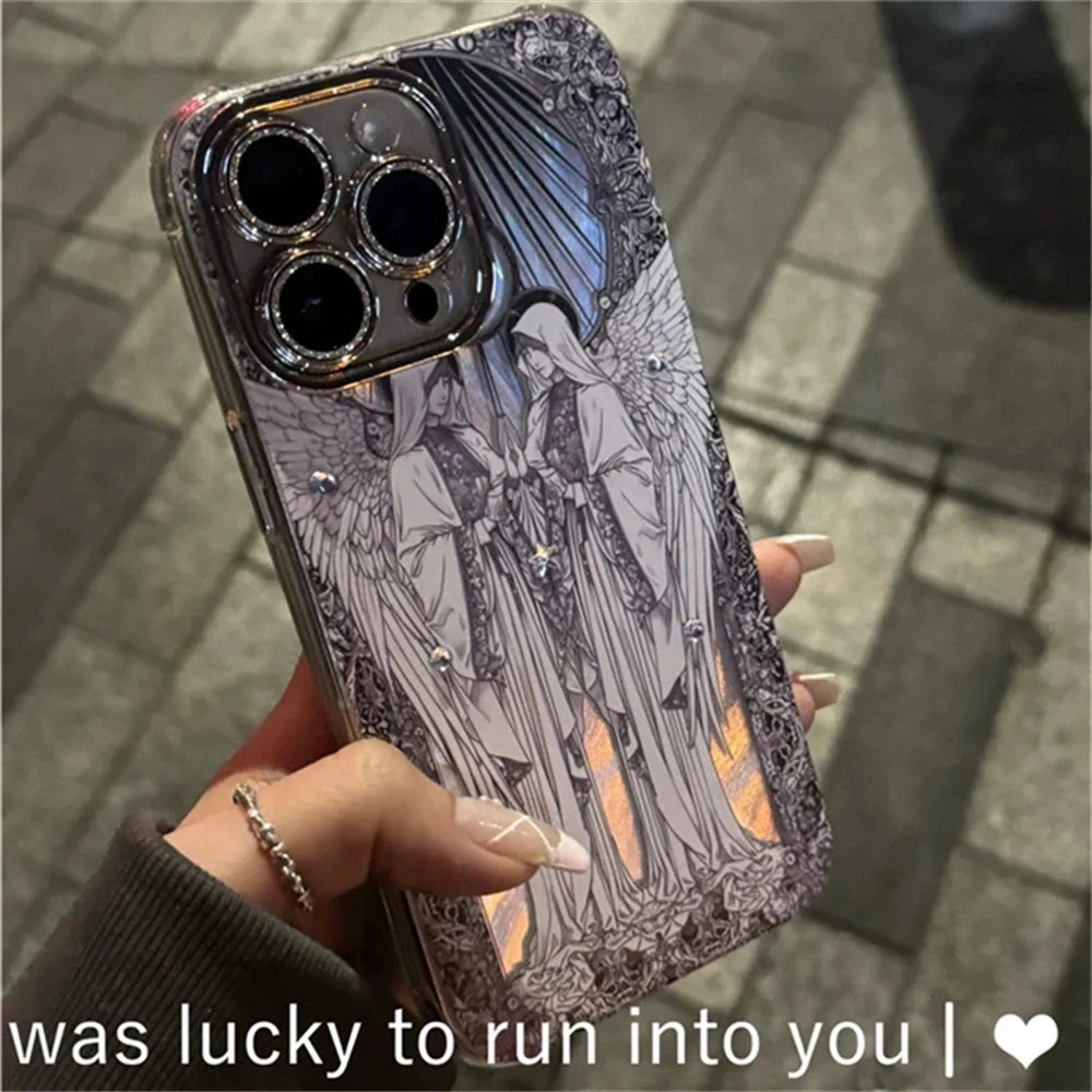 Retro Cupid Angel Aurora Laser Phone Case