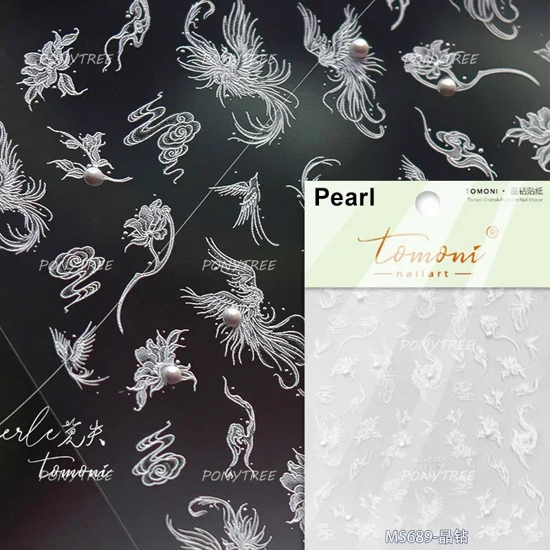 5D Butterfly Blooming Flowers Nail Art Stickers