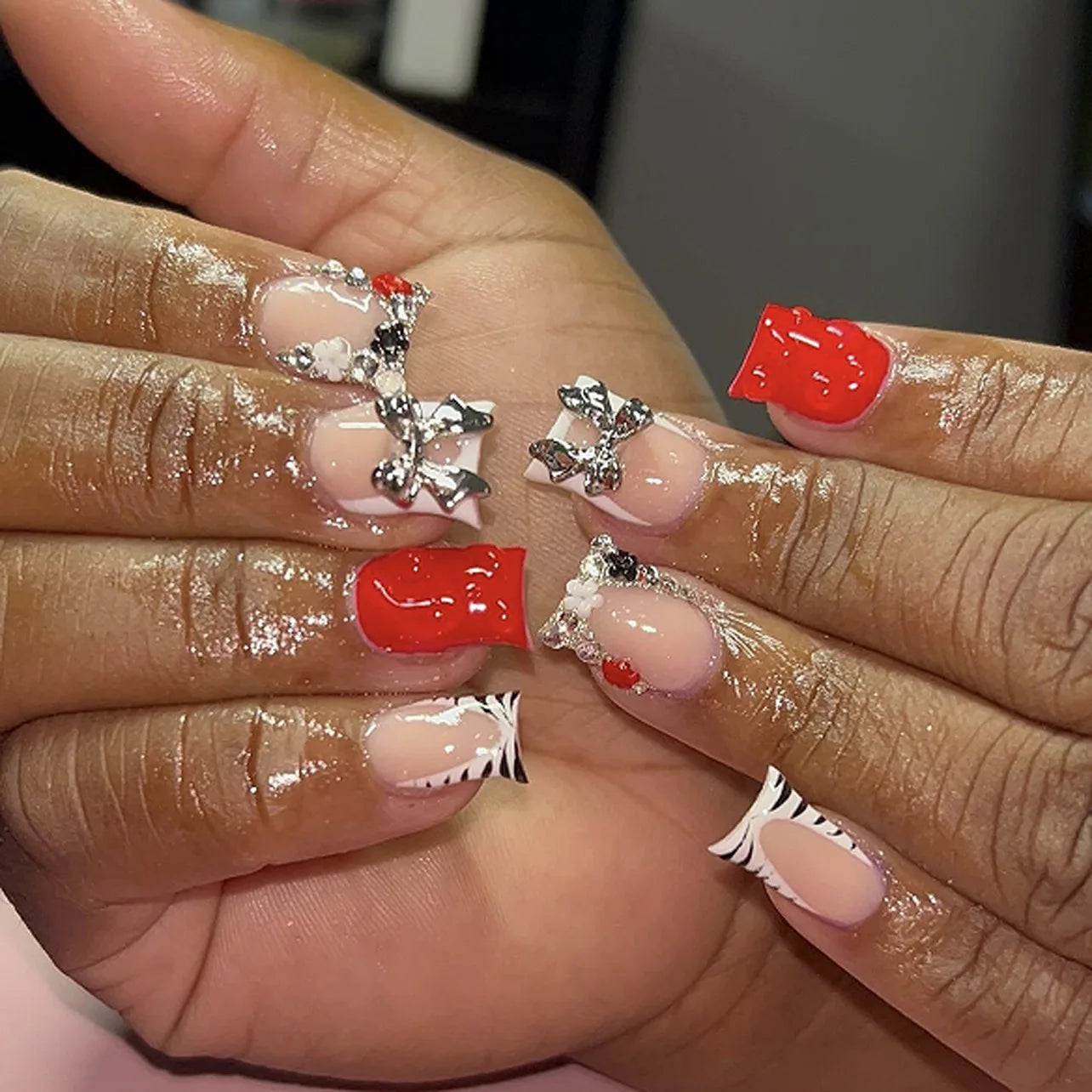 24pcs Press on Nails Short