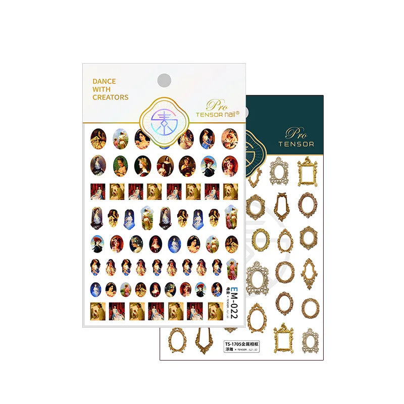 5D metallic gloss retro nail stickers