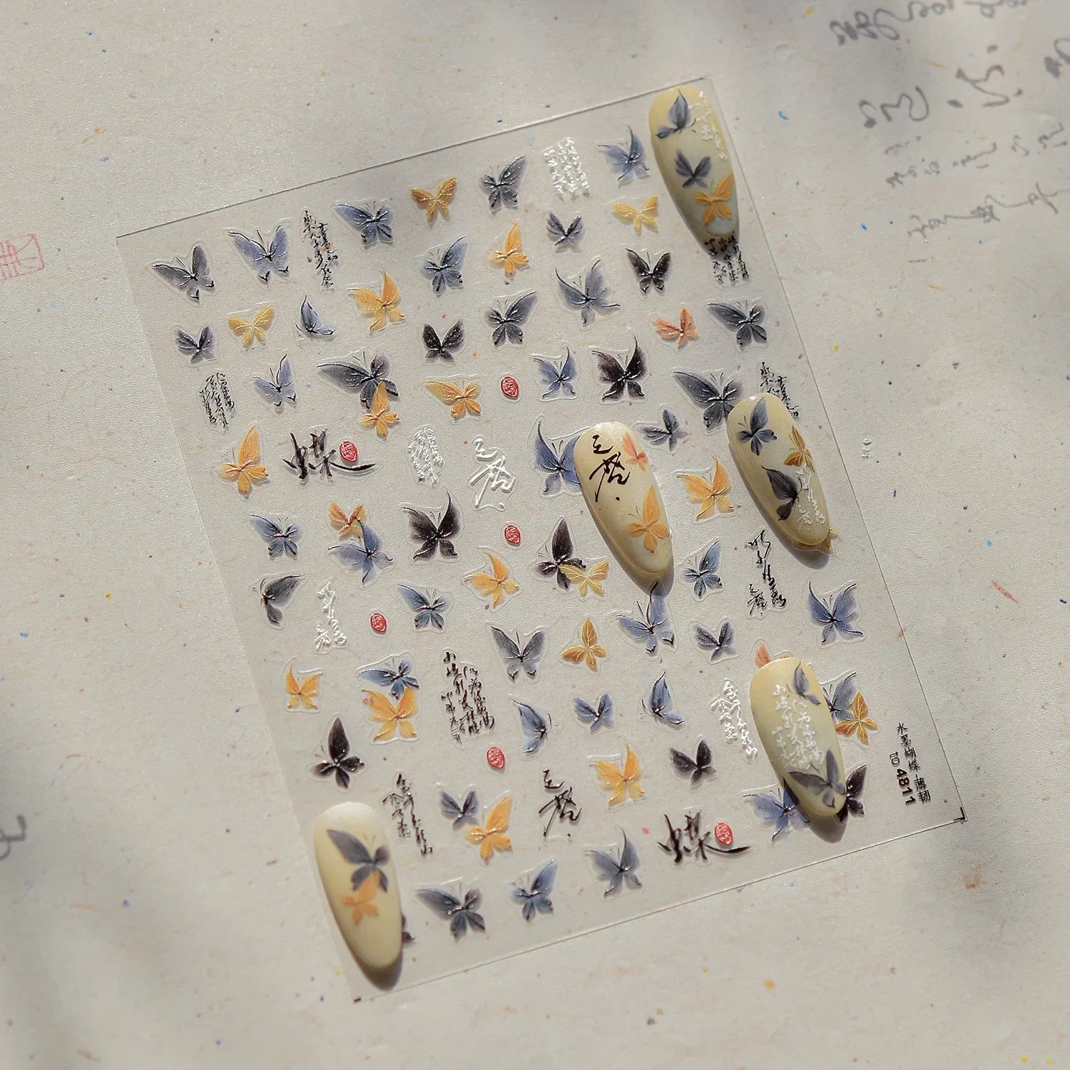 Jelly Butterfly Rhinestone Crystal 5D Nail Art Sticker