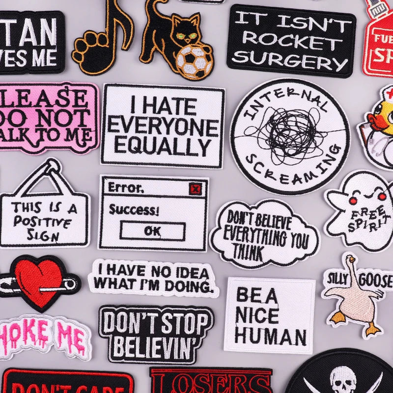 Personality Slogan Embroidered Patches