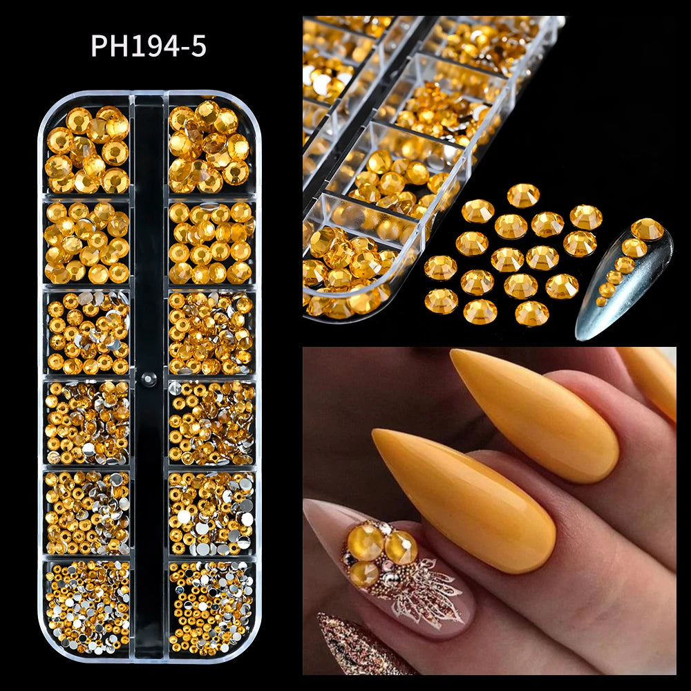 12Grid Mixed Nail Rhinestones Flat-back