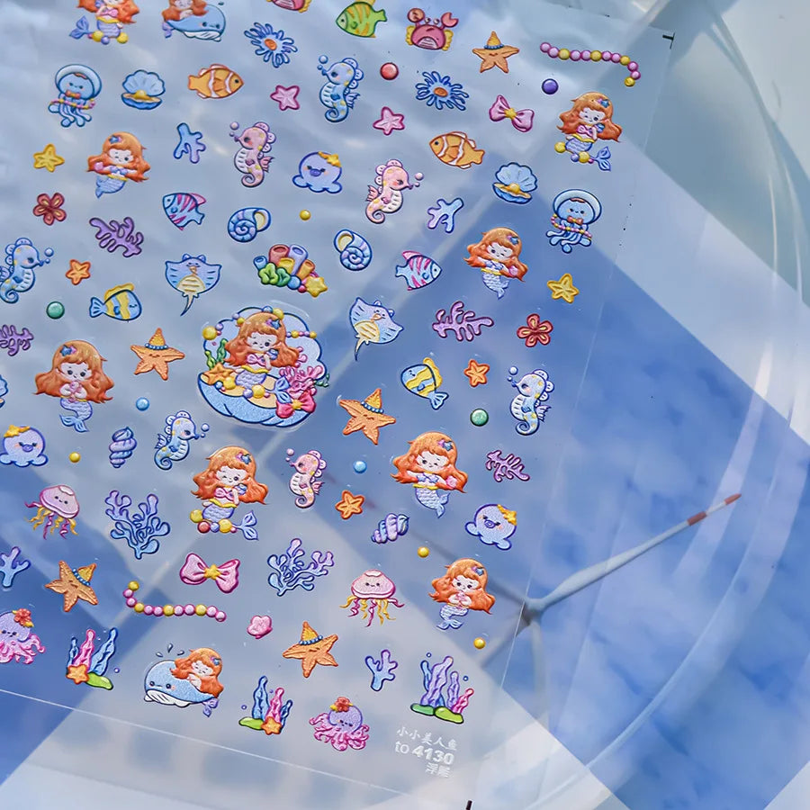 Goldfish Cavort Water 5D Nail Art Stickers Manicure Decal