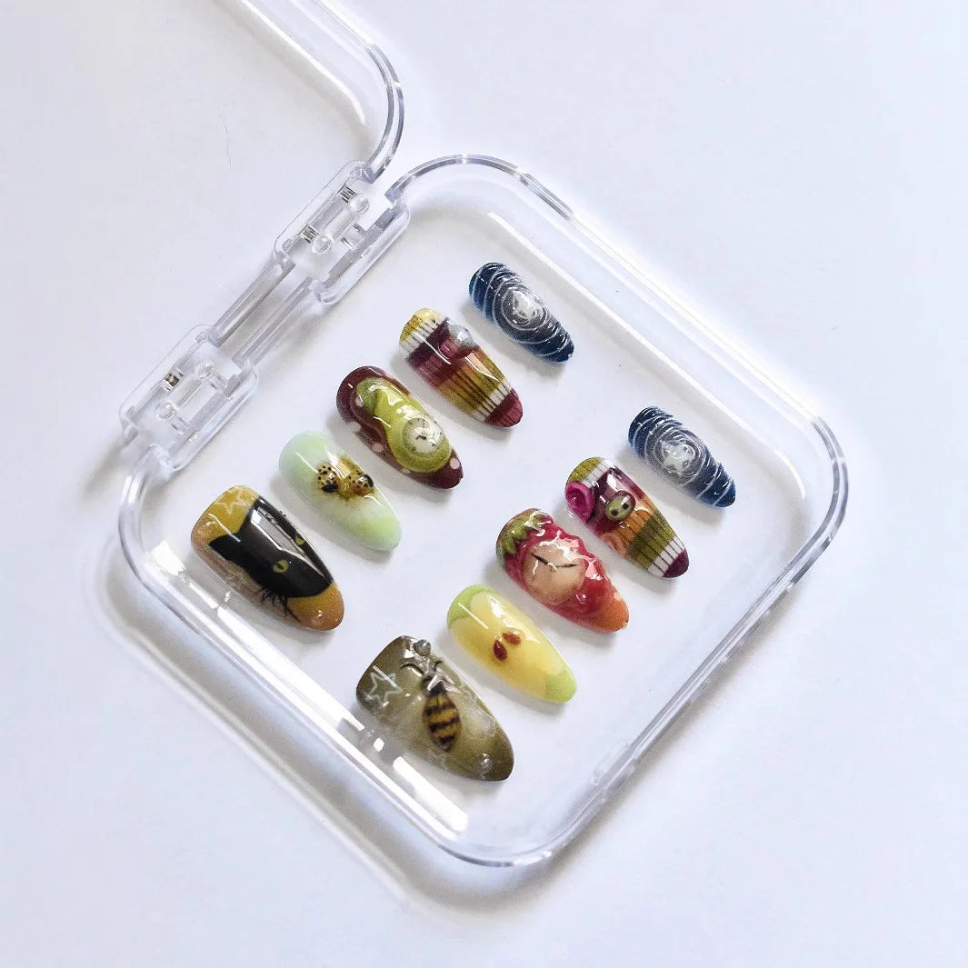 10pcs Handmade Press on Nails Shark Pattern