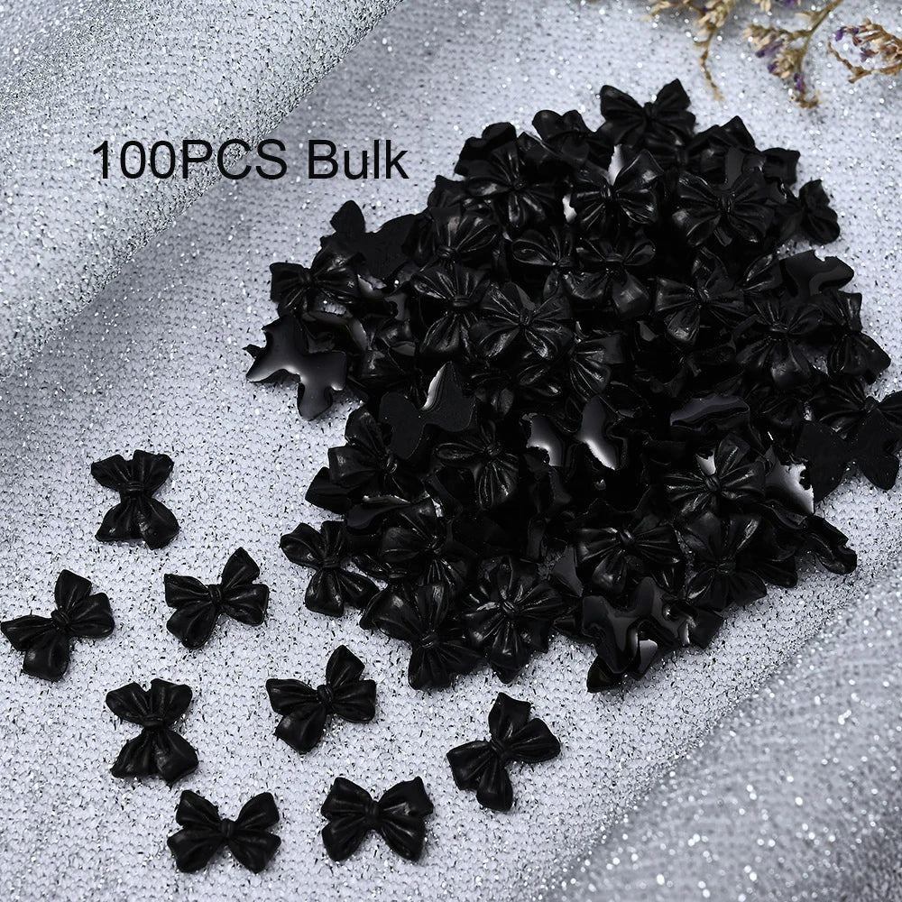 50/100pcs Kawaii Bow Nail Charm 3D