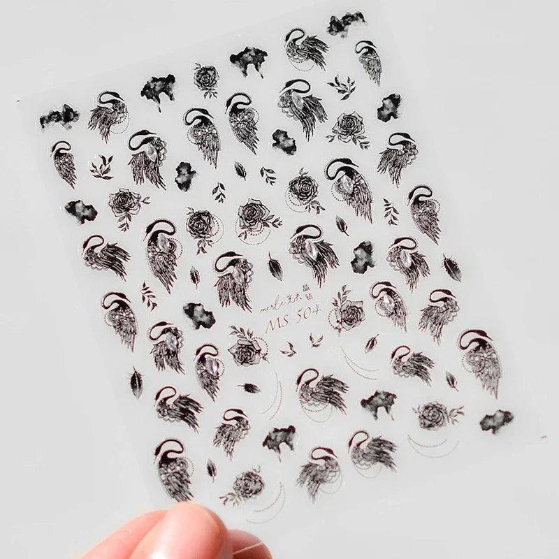 5D Butterfly Blooming Flowers Nail Art Stickers