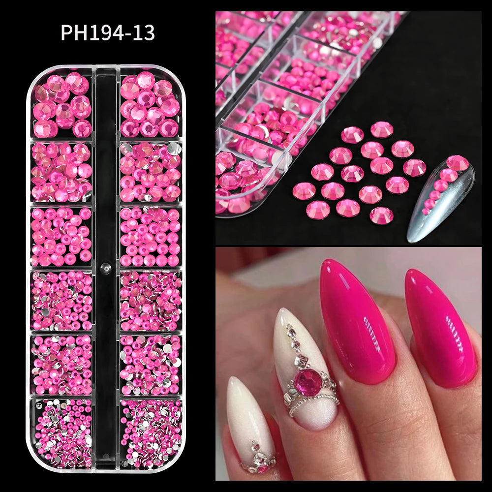 12Grid Mixed Nail Rhinestones Flat-back