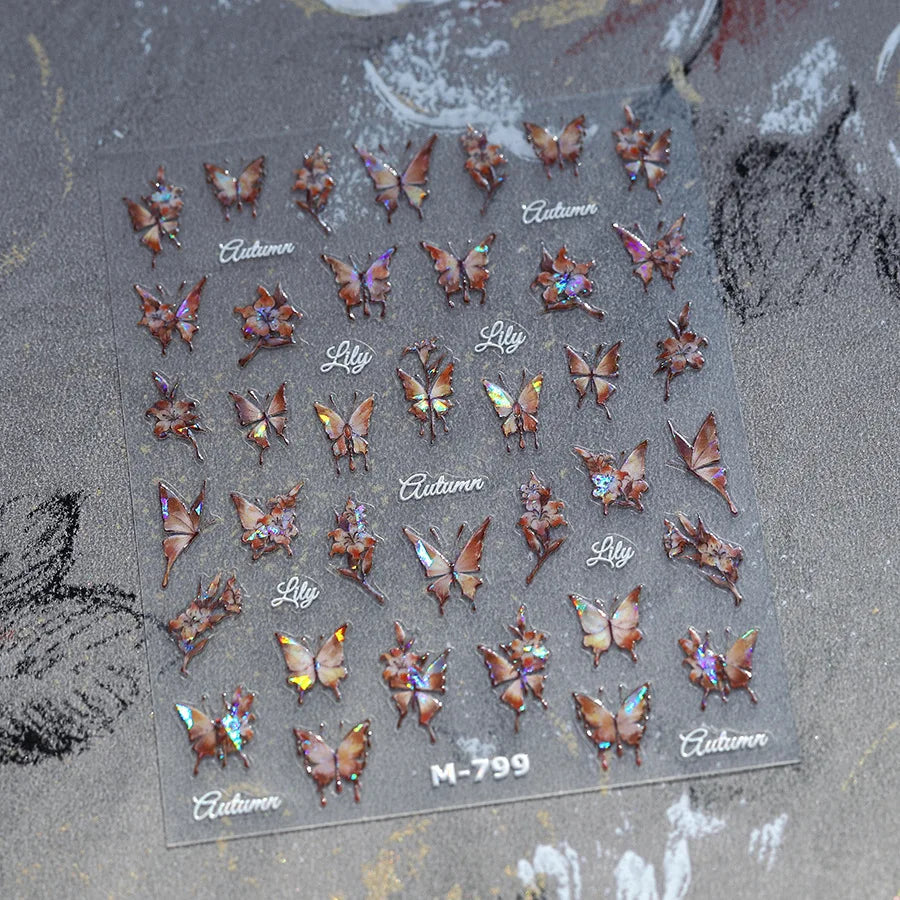 Jelly Butterfly Rhinestone Crystal 5D Nail Art Sticker