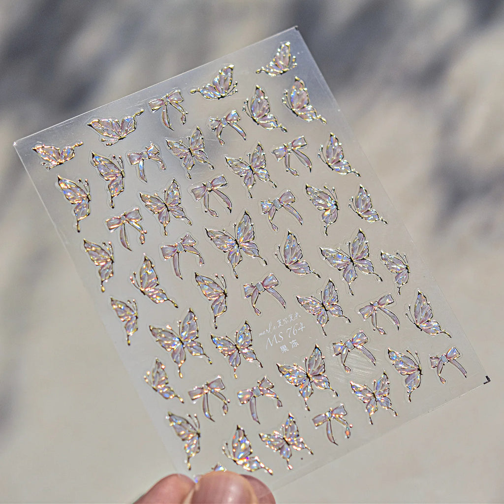 Jelly Butterfly Rhinestone Crystal 5D Nail Art Sticker