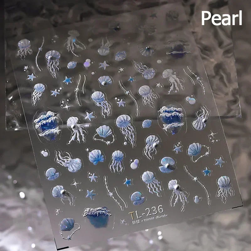 Goldfish Cavort Water 5D Nail Art Stickers Manicure Decal