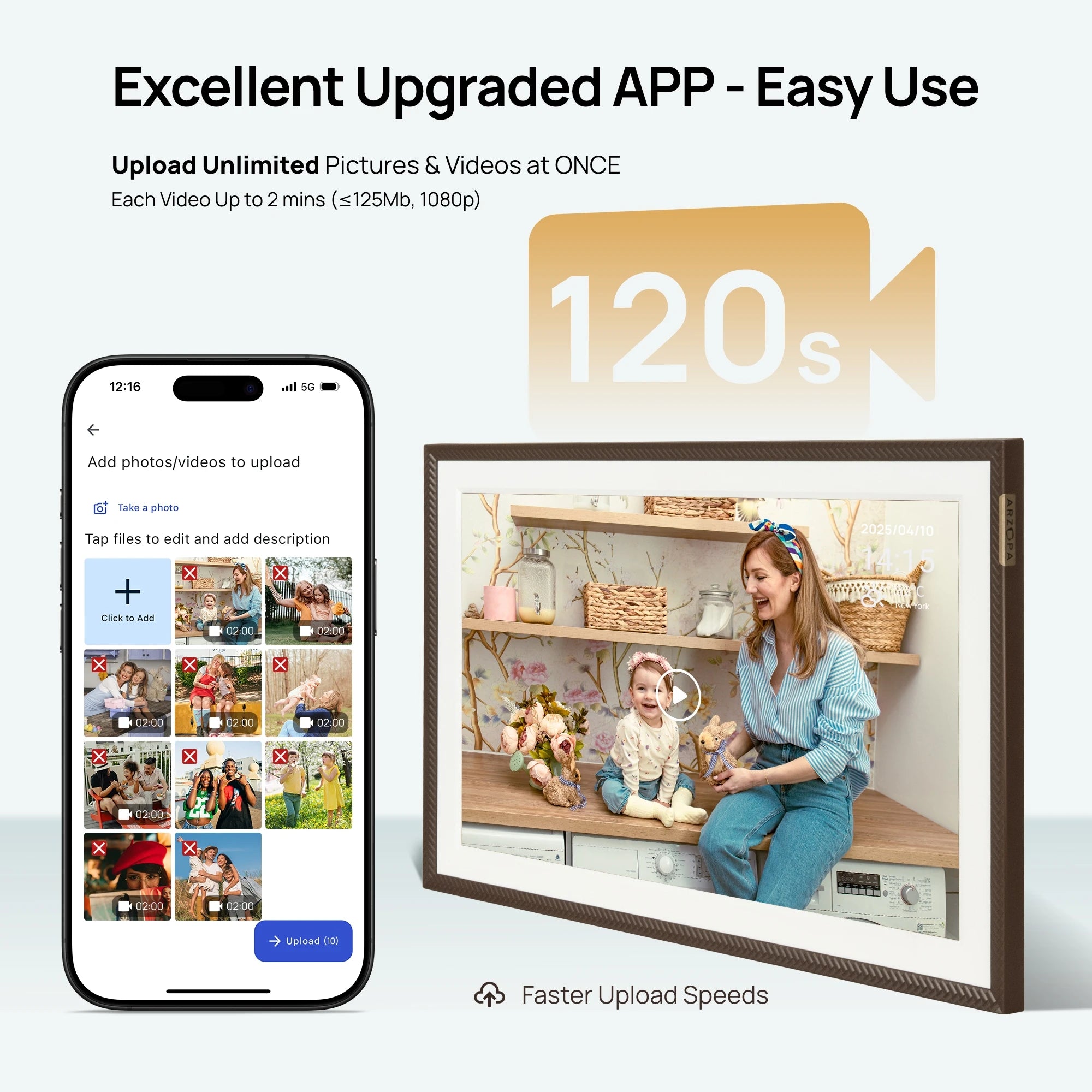 ARZOPA 15.6 Inch 1920 x 1080 FHD IPS Electronic Digital Picture Frame