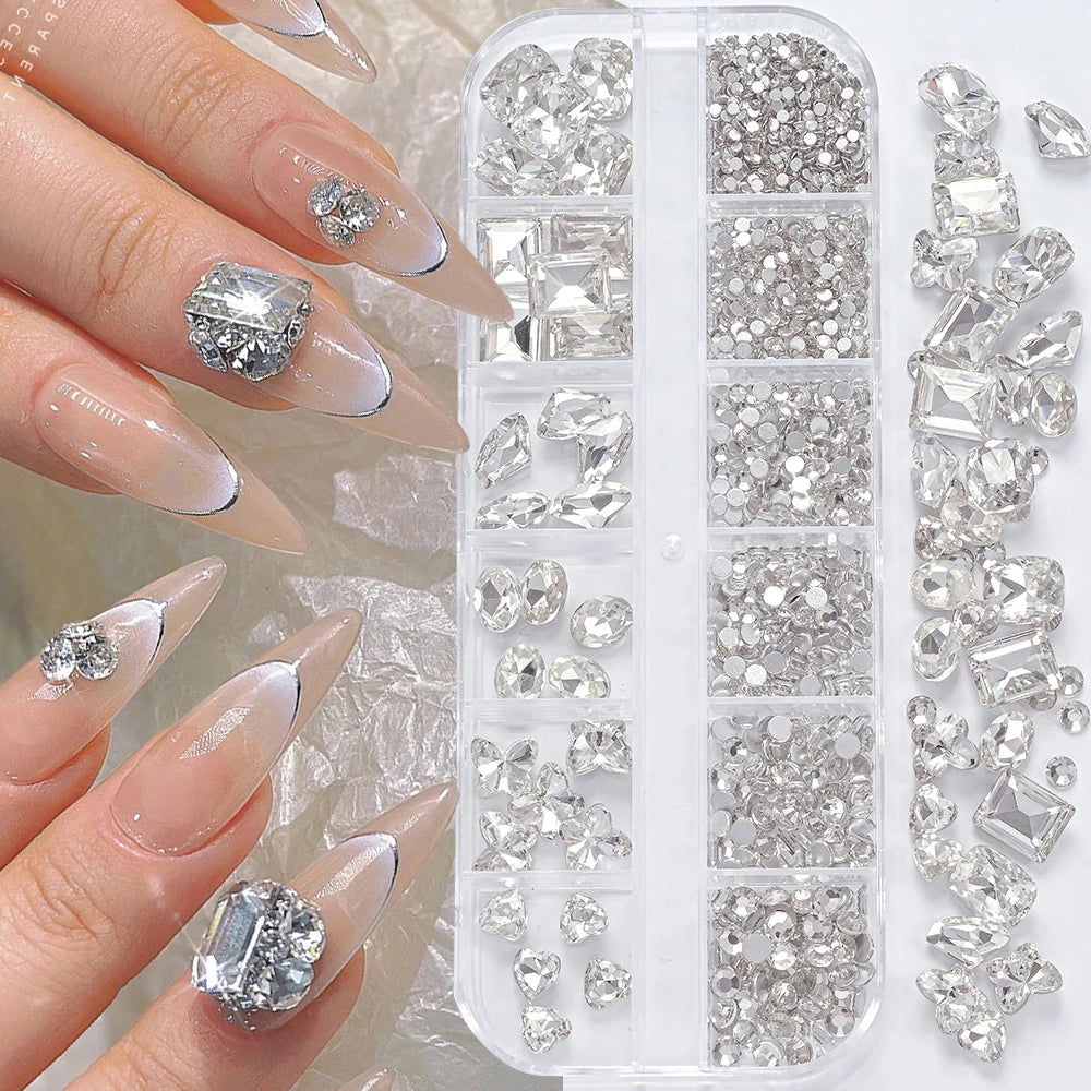 180pcs AB Flatback Multi-shape Mixed Diamond Gems