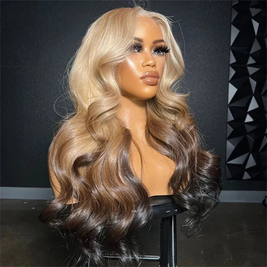 13X4 or 13x6 Synthetic Glueless Brown Lace Front Wig Chocolate Brown Body Wave