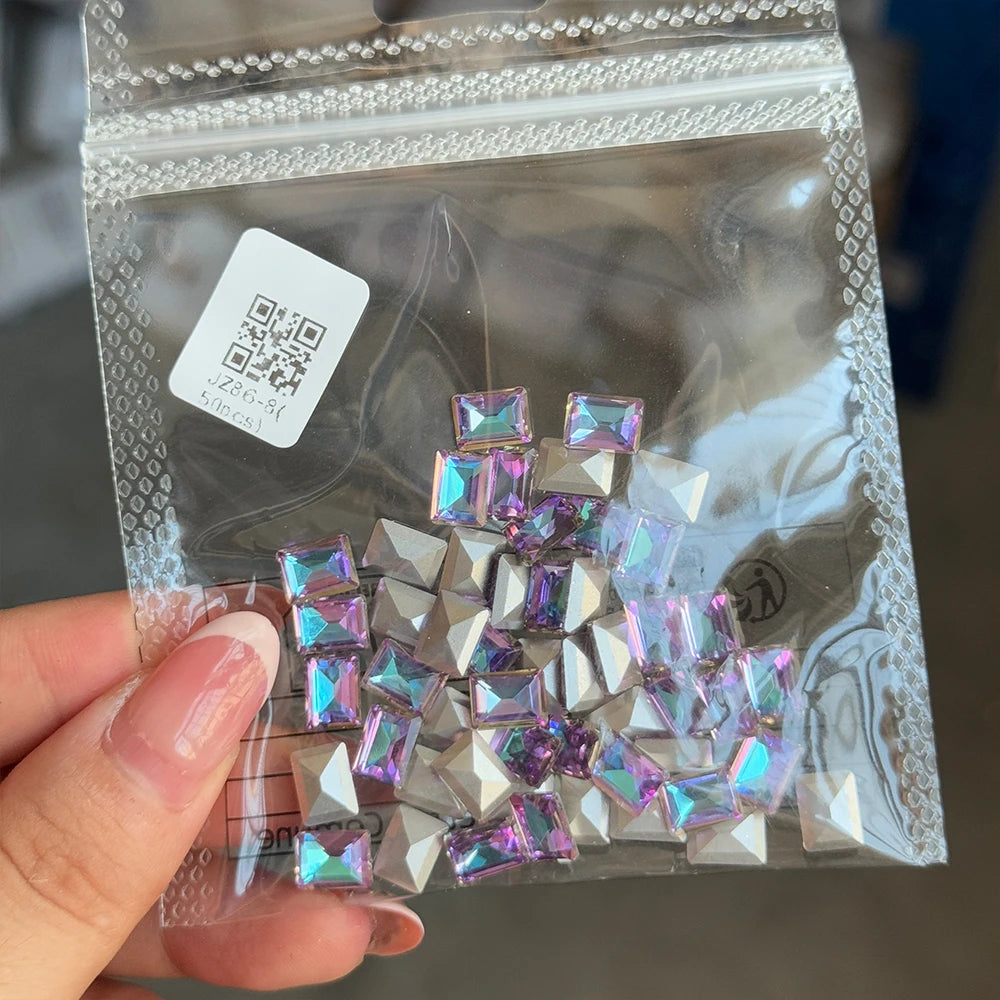 50pcs Dazzling Zircon Nail Art Rhinestone Mini 1-4mm Mixed-shape