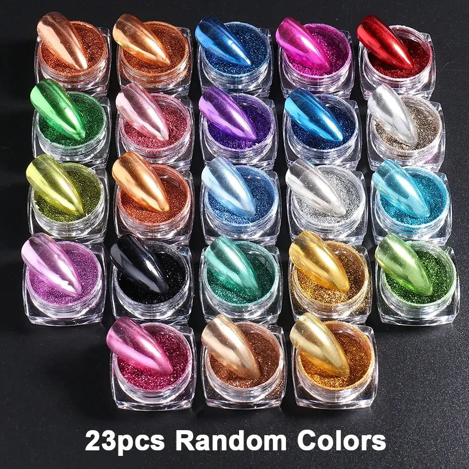 23 Colors Metallic Chrome Nail Powder Set