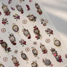 Vintage Clocks 5D Nail Art Stickers Abstract Prints