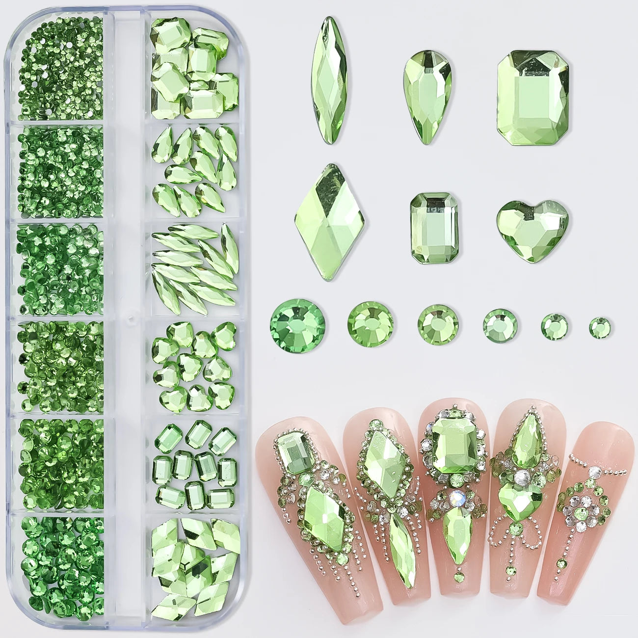 180pcs AB Flatback Multi-shape Mixed Diamond Gems