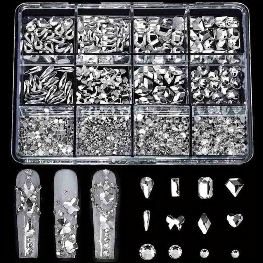 12 Grid/Box 3D Nail Art Alloy Gem Rhinestone