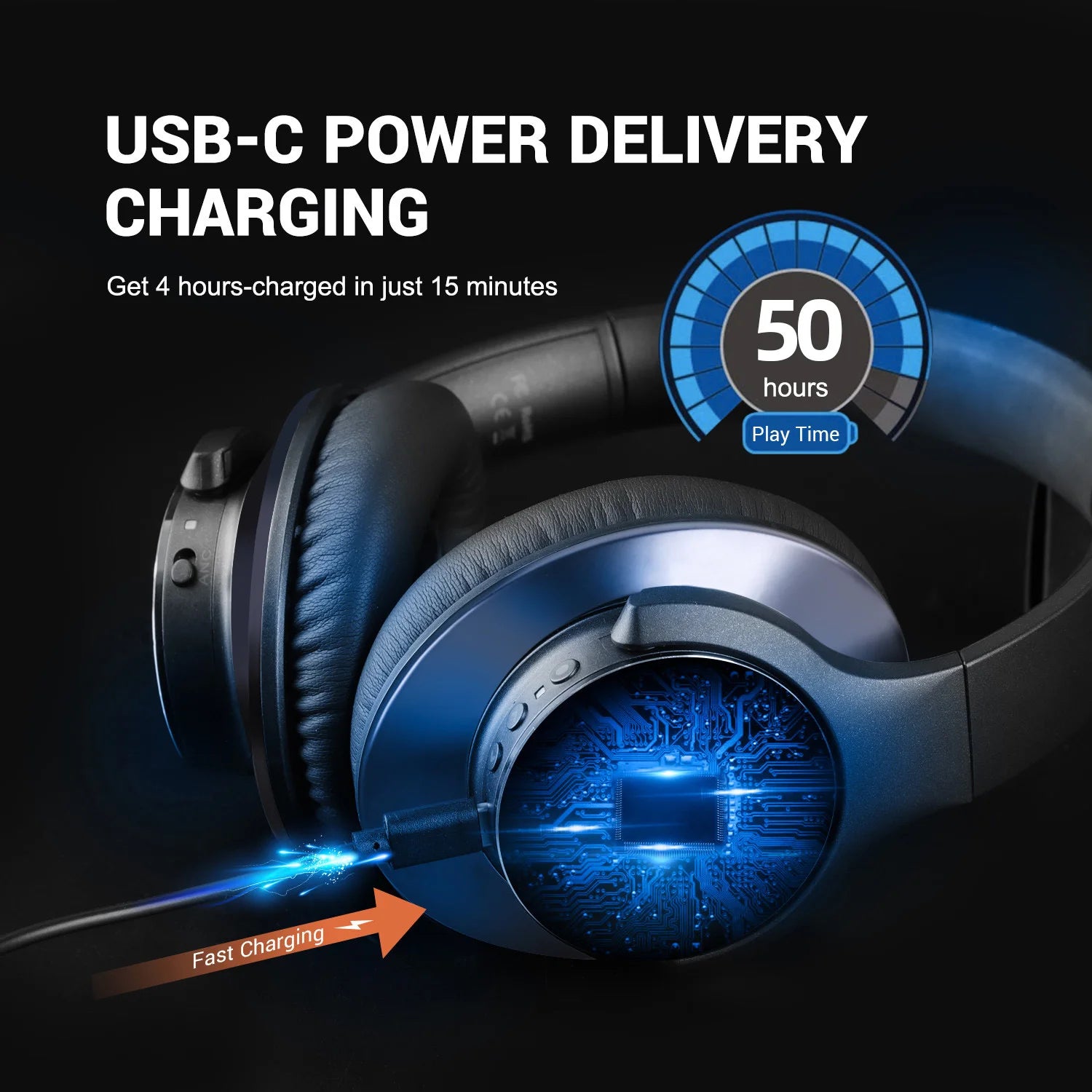 A10 Bluetooth 5.4 Headphones Hybrid Active Noise Cancelling