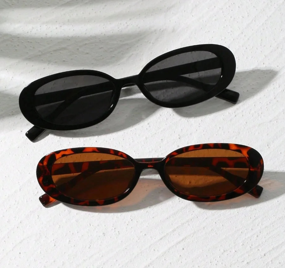 2pcs Vintage Small Frame Oval Shaped Sunglasses