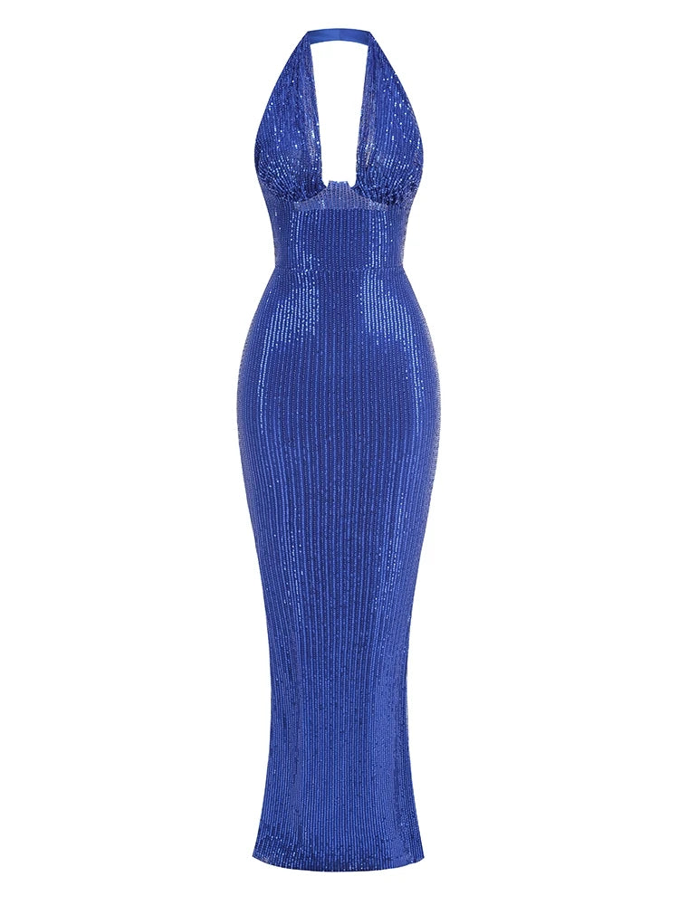 Sexy Halter Deep V Neck Dress