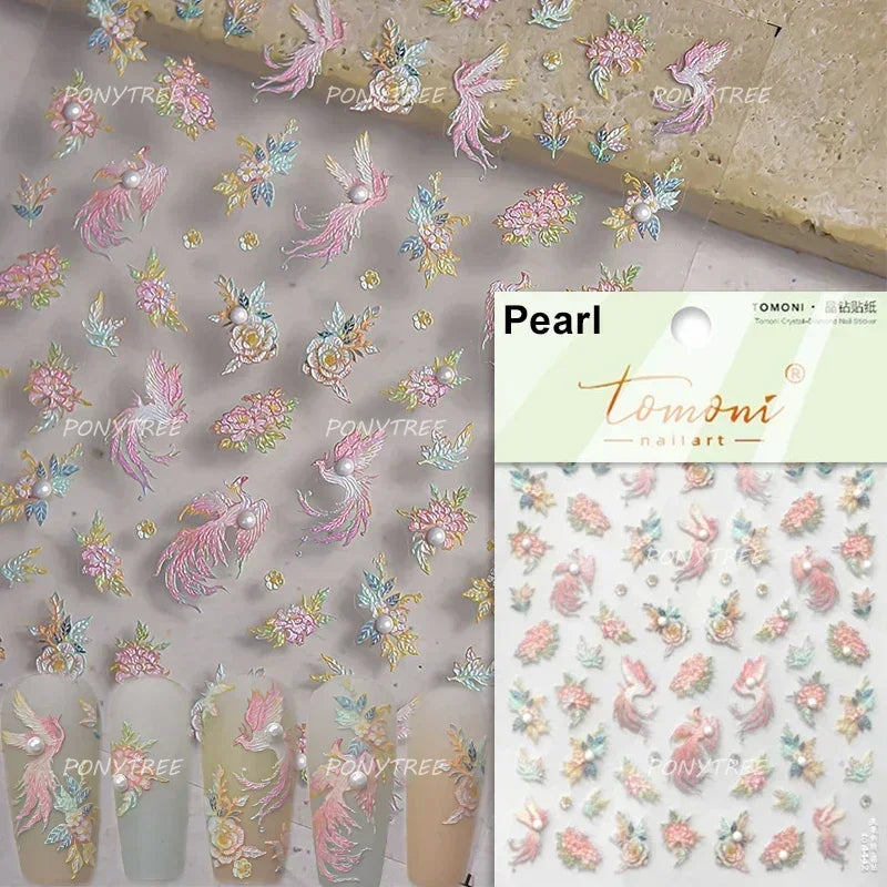 5D Butterfly Blooming Flowers Nail Art Stickers