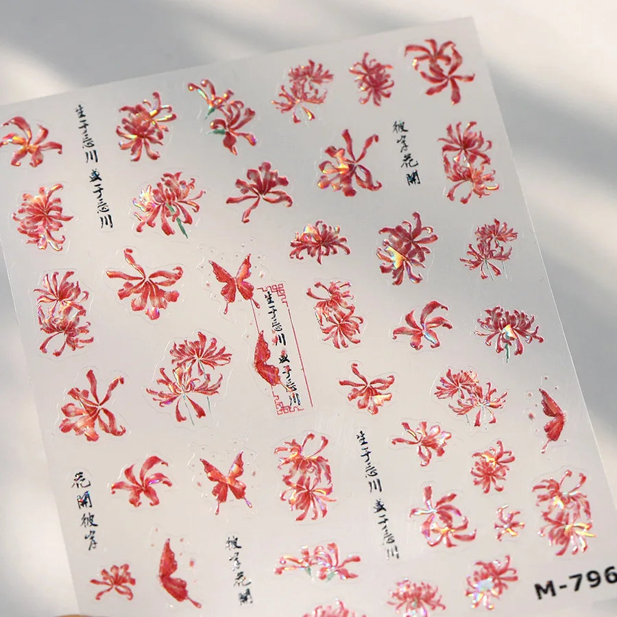 5D Butterfly Blooming Flowers Nail Art Stickers