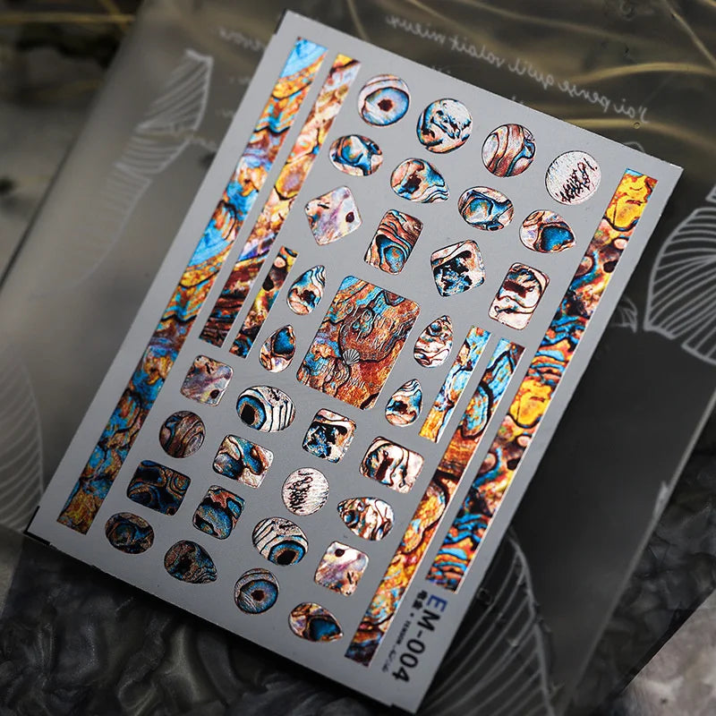 5D metallic gloss retro nail stickers