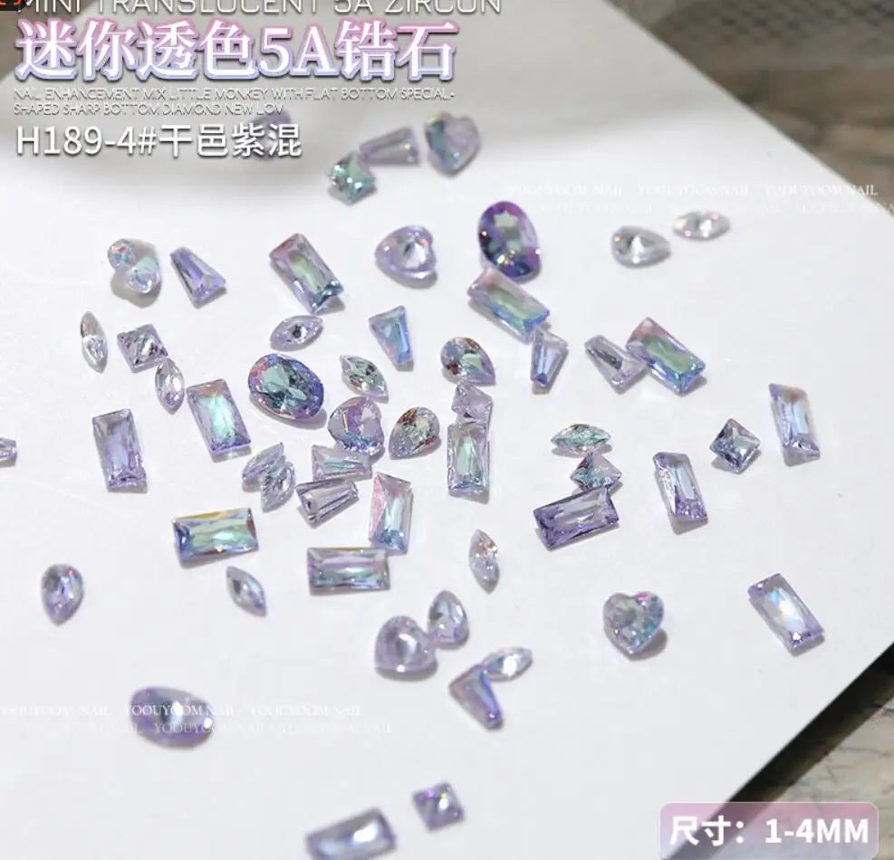 50pcs Dazzling Zircon Nail Art Rhinestone Mini 1-4mm Mixed-shape