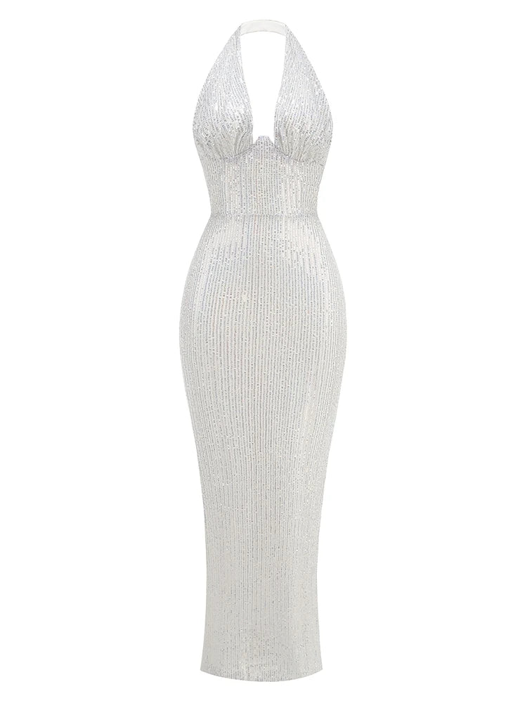 Sexy Halter Deep V Neck Dress