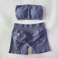2 Pieces Yoga Set Backless Bandeau Scrunch Shorts
