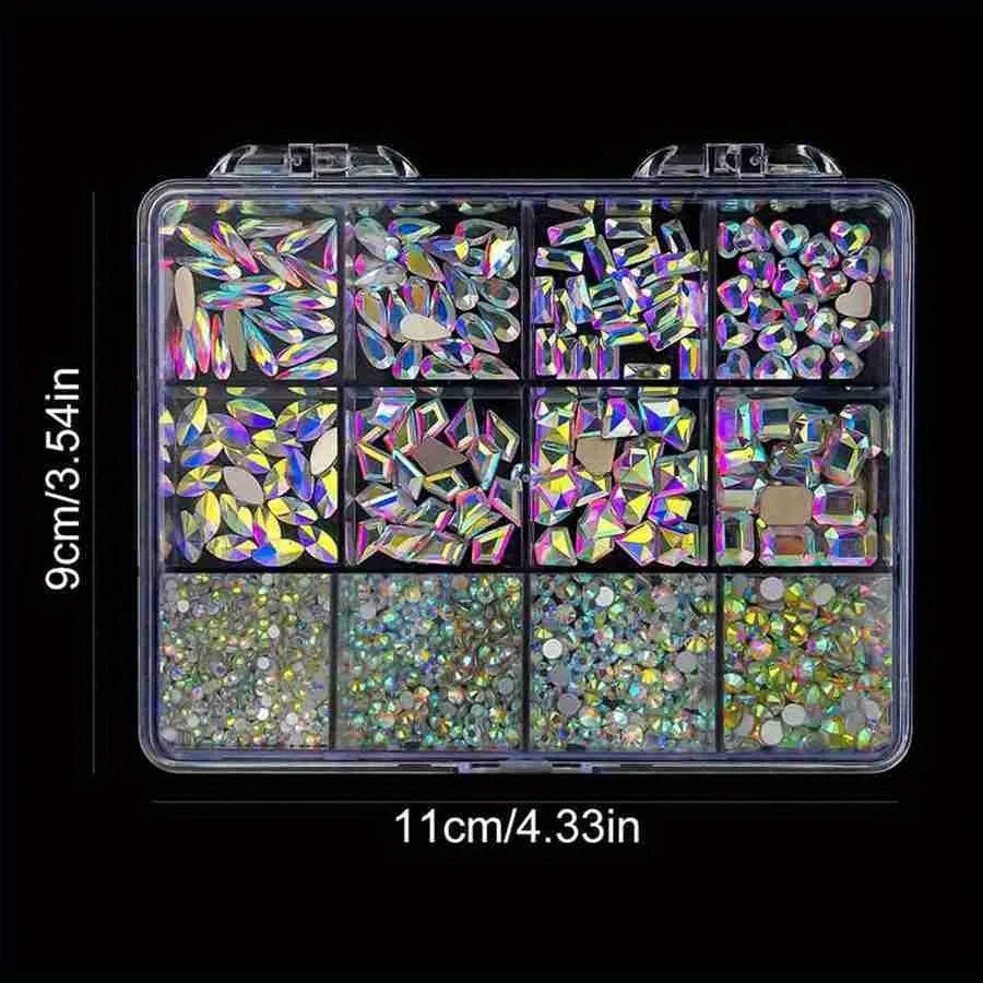 12 Grid/Box 3D Nail Art Alloy Gem Rhinestone