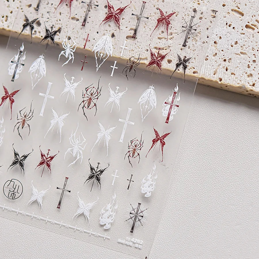 5D Butterfly Blooming Flowers Nail Art Stickers