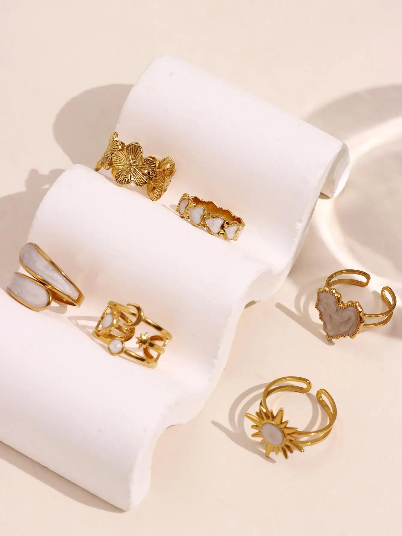 6-Piece Geometric Irregular Ring Set