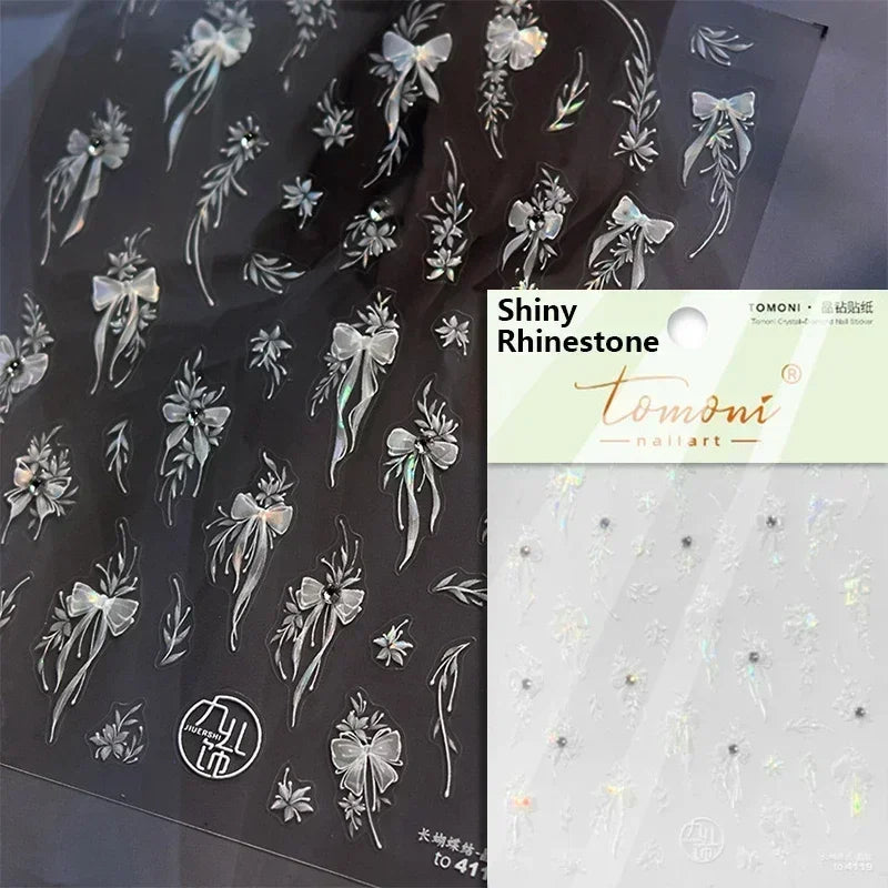 5D Butterfly Blooming Flowers Nail Art Stickers