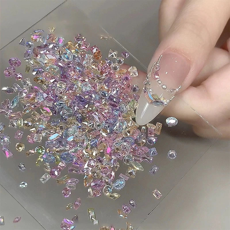 50pcs Dazzling Zircon Nail Art Rhinestone Mini 1-4mm Mixed-shape