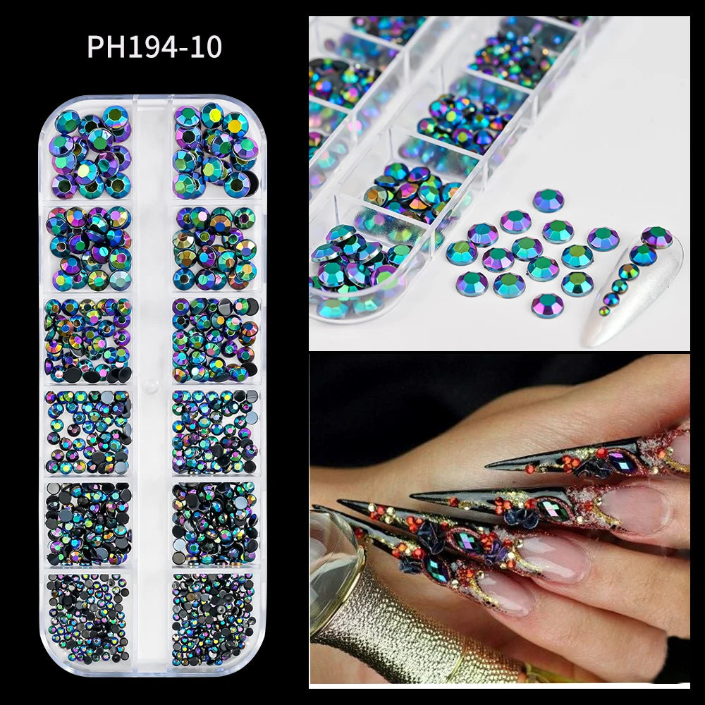 12Grid Mixed Nail Rhinestones Flat-back