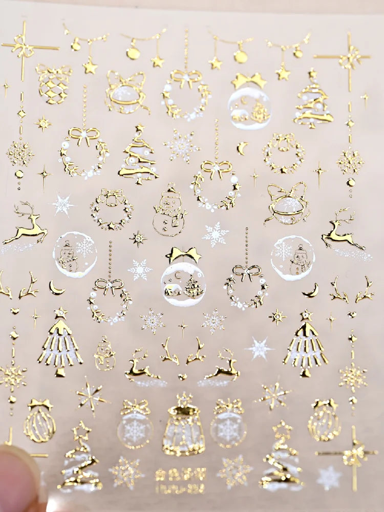 5D Embossed Gold Christmas Nail Stickers