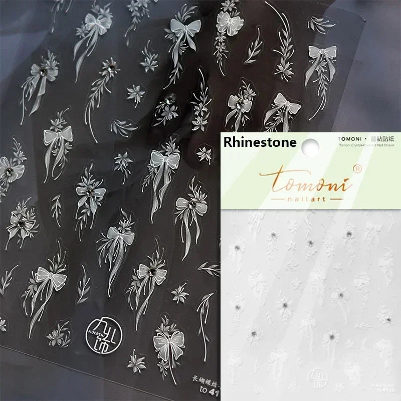 5D Butterfly Blooming Flowers Nail Art Stickers